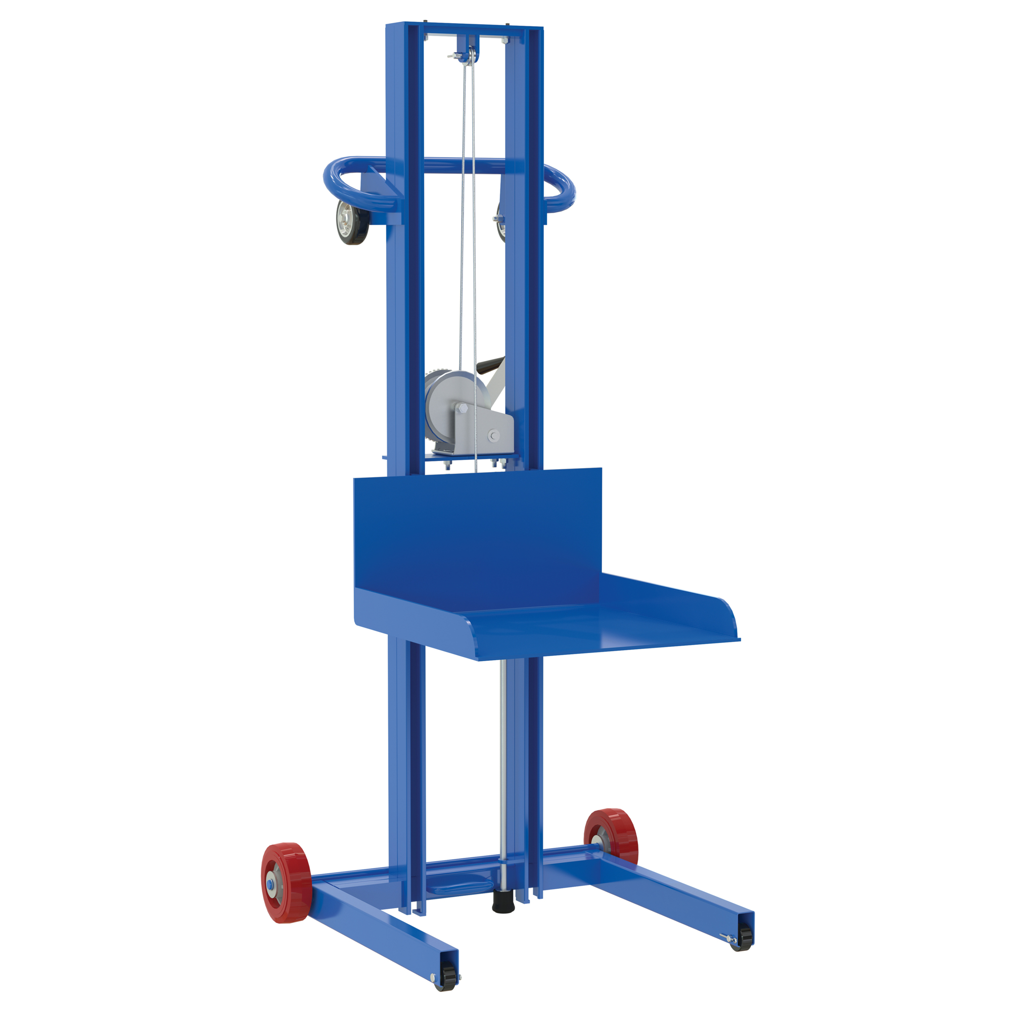 Vestil Steel Low Profile Lite Load Lift — 20in. x 20in. Platform, 400-Lb. Capacity, Poly Wheels, Manual Floor Lock, Blue, Model# LLPW-500-FWFL